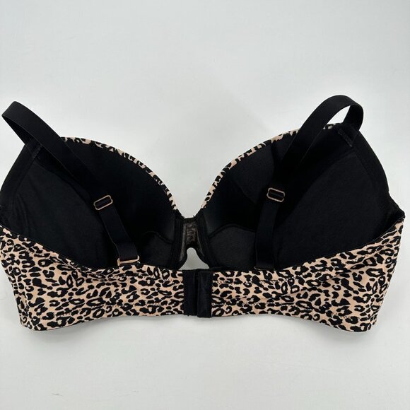 Frederick's of Hollywood Leopard Padded Black Tan Adjustable Wide Strap 40DD Bra - Picture 3 of 5